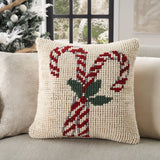Mina Victory Loop Holiday Throw Pillow, 22" × 22", Christmas Decor with Insert