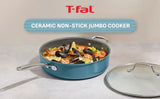 T-fal Inspire Ceramic Nonstick Jumbo Cooker with Glass Lid, 5-Qt, Teal Blue