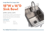 TRINITY 18" x 16" Stainless Steel Utility Sink with Pull-out Faucet
