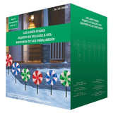 10" Peppermint LED Lawn Stakes Set 6-Pack with 180 Lights, Connect up to 20 Sets