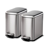 Tramontina 1.6 Gal 6L Rectangular Step Trash Cans, 2-Pack with Soft-Close Lids