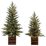 CG Hunter 4' and 3' Pre-Lit Pine Trees with 190 Total Warm White LED Lights