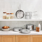 T-fal Tri-Ply Stainless Steel Cookware Set, 12-Piece, Induction Compatible