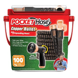 Pocket Hose Copper Bullet Expandable Garden Hose w/10 Pattern Thumb Spray Nozzle