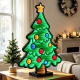 23.2" Holiday Infinity Mirror Christmas Tree, Double-Sided 3D LED Tabletop Decor