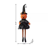 Glitzhome 30" Halloween Fabric Pumpkin Witch Sitter with Jack-O'-Lantern Head
