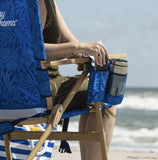 Tommy Bahama Hi-Boy 4-Position Beach Chair with Adjustable Headrest, Cup Holder and Storage Pocket
