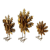 Member's Mark 3-Piece Metal Turkey Décor Set, Metallic Gold Harvest Figurines