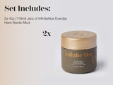 InfiniteAloe Nordic Mud Face and Body Mask, 2-Piece Set, 4 oz Each Total 8 oz