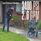 Westinghouse WPX3400 Gas Pressure Washer, 3400 PSI, 2.6 GPM, 212cc Engine