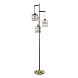 Stylecraft 72” H Piper 3-Light Floor Lamp with Steel Cage Lamp Shades