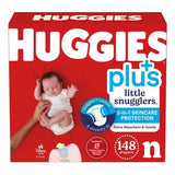 Huggies Little Snugglers Plus Newborn Diapers, 148 Ct for Newborn (up to 10 lbs)