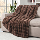Life Comfort Bubble Faux Fur Throw, 60" × 70" Reversible 860 GSM Plush Blanket