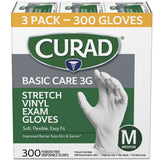 Curad Basic Care 3G Vinyl Exam Gloves, 300 Count