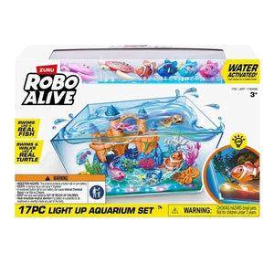 Robo Alive 17PC Light Up Aquarium Set - 3.1 Gallons of Water Fish Tank Playset