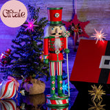 Ornativity 15" Wooden Peppermint Nutcracker Soldier with Glitter Candy Design