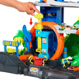Hot Wheels City Ultimate T-Rex Garage Playset with 4 Levels, 50+ Car Storage & 2 Die-Cast Cars