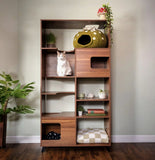 Clifford Cat Tree Bookshelf, Modern Cat Condo with Climbable Shelves