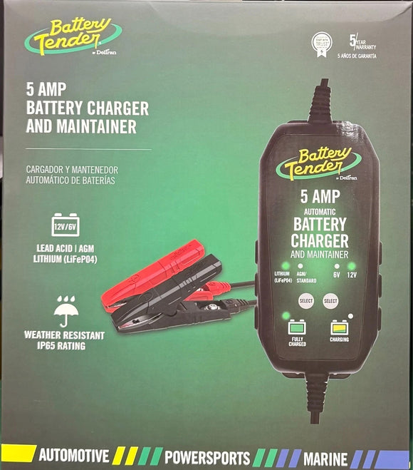 Battery Tender 5 AMP Power Tender 12V Battery Charger and Maintainer