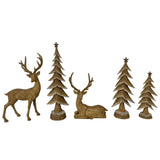 Member’s Mark Deer & Christmas Tree Décor Set – 5-Piece Wood-Look Resin Figures
