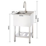 TRINITY Freestanding Stainless Steel Utility Sink 16-Gauge Single Bowl
