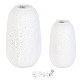 Set of 2 Evergreen LED Porcelain Lantern - Decorative Handmade Porcelain Lantern