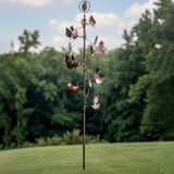 AMES 82.5" Falling Leaf Wind Spinner, Bronze Metal Kinetic Garden Sculpture