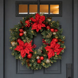 30" CGH Pre-Lit Artificial Christmas Wreath with 50 LED Lights and Timer