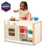 Battat Two N' One Wooden Kitchen Café with Dishes and Chalkboard, Toddler and Pr