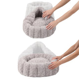 PawsPik 20" 3-in-1 Convertible Plush Cat Cave & Donut Bolster Hideaway Pet House
