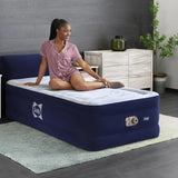 Sealy Air Mattress 18" Twin Air Mattress with Headboard & Built-In Electric Pump