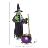 6.5' Pre-Lit Animated Floating Witch with Cauldron