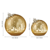 Rotating LED Glass Christmas Ornament Décor Set, Set of 2 Ornaments 6.5" & 8.5"