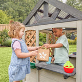 KidKraft Garden & Grow Outdoor Wooden Greenhouse Playhouse with Kitchen, Planter