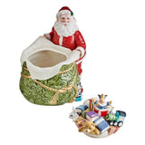 Fitz Floyd St Nicholas Santa Cookie Jar, Ceramic Christmas Holiday 6 Qt Canister