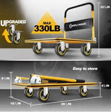 Simpli-Magic Foldable Platform Push Cart Dolly, Steel Flatbed & Swivel Casters