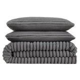 Frye 2" Solid Channel Luxury Faux Fur Comforter 3 Piece Queen Set, Reversible