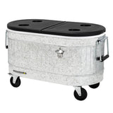 Permasteel 80-QT Rolling Galvanized Steel Cooler with Removable Flip-top Lid