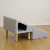Catry Atwood Folding Pet Ramp with Condo, Convertible Pet Stool, Slope Cat Condo