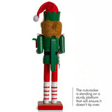 Ornativity 15" Wooden Christmas Elf Nutcracker with Candy Cane and Gift Box