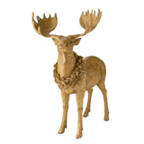 Holiday Time 13.5" H Wood-toned Brown Standing Moose with Christmas Wreath