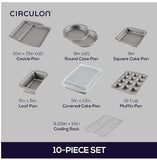 Circulon 10-Piece Nonstick Bakeware Set – PFAS-Free Heavy Gauge Steel Baking Pans