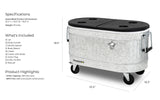 Permasteel 80-QT Rolling Galvanized Steel Cooler with Removable Flip-top Lid