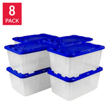 GreenMade 27-Gallon Clear Heavy-Duty Storage Bins with Lockable Lids, 8-Pack