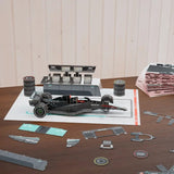 Spinmaste 4D Build Mercedes W15 Garage Set 3D Puzzle Model Kit with LEDs, 253 Pc