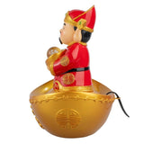 9.1" God of Wealth LED Rotating Ball Indoor Water Fountain, New Year Lucky Decor