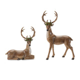 13" H Melrose Polyresin Reindeer Holiday Deer Figurine, Set of 2
