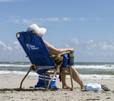 Tommy Bahama Hi-Boy 4-Position Beach Chair with Adjustable Headrest, Cup Holder and Storage Pocket