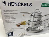 Henckels Legacy Tri-Ply Clad 12 Piece Stainless Steel Cookware Set, All Stovetop