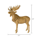 Holiday Time 13.5" H Wood-toned Brown Standing Moose with Christmas Wreath